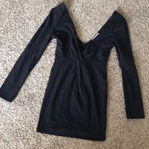 Long sleeve black cotton dress